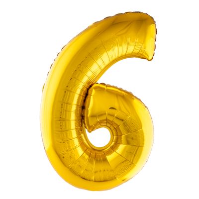 Folienballon 81cm Zahl 6 Gold