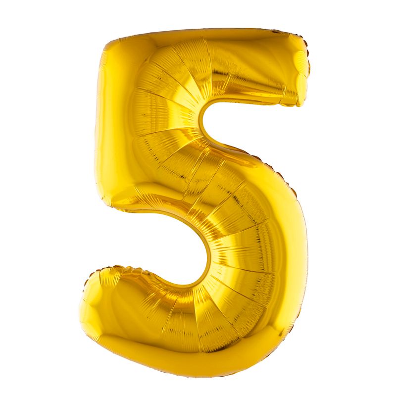 Folieballon 81cm Cijfer 5 Goud Folieballon 81cm Cijfer 5 Goud