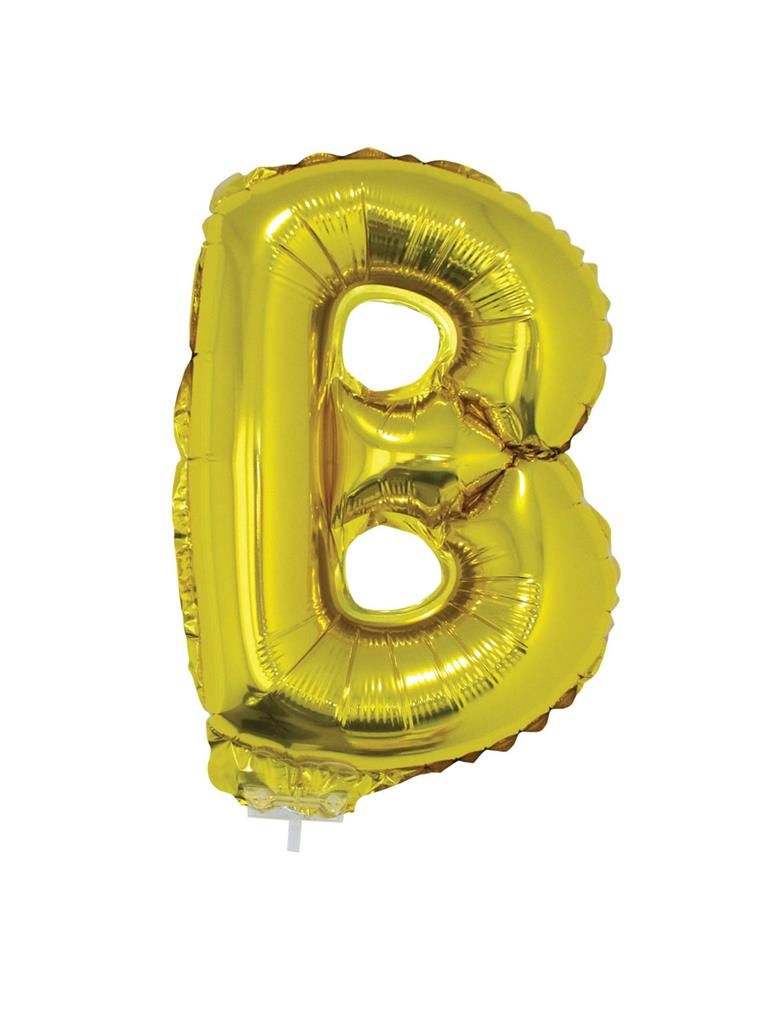 Folienballon 41cm Mit Stab Buchstabe B Gold