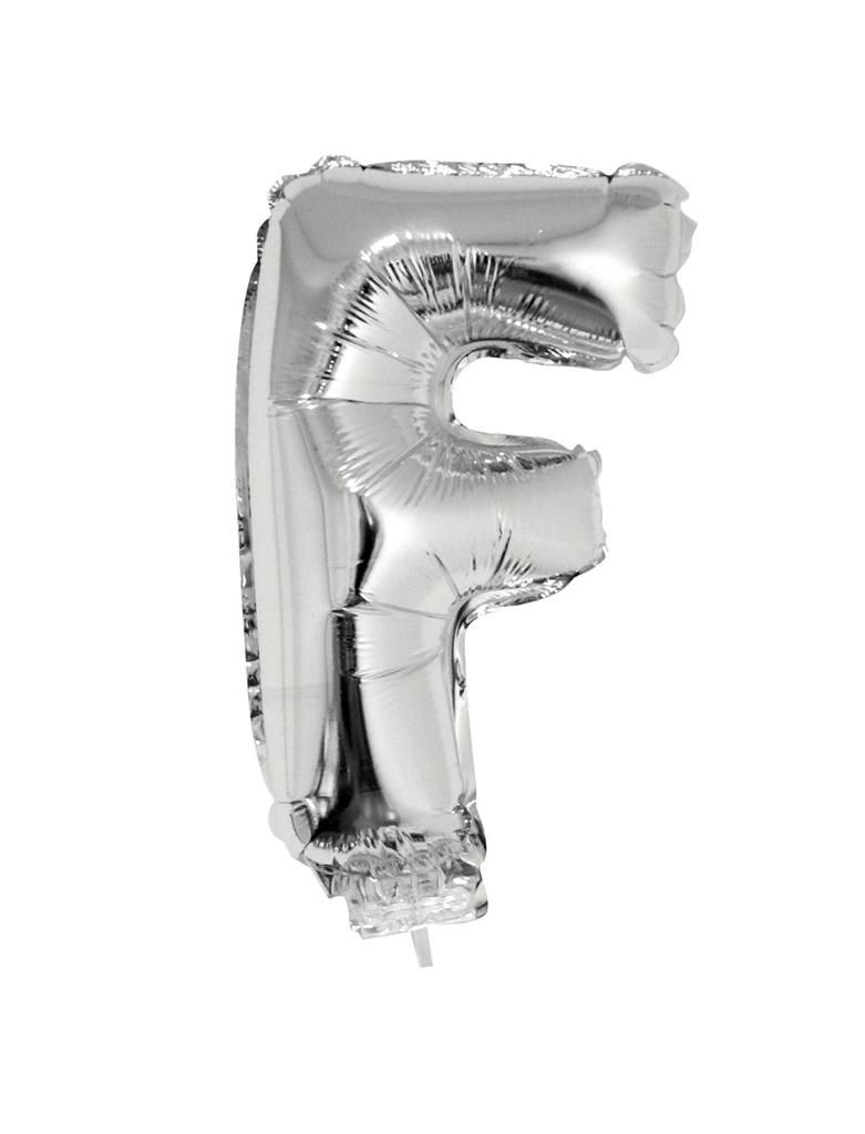 Folienballon 41cm Mit Stab Buchstabe F Silber