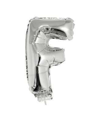 Folieballon 41cm Met Stokje Letter F Zilver
