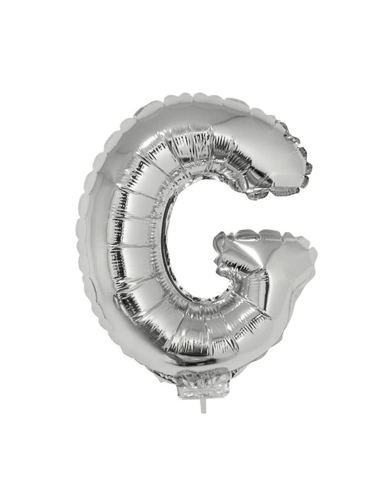 Folieballon 41cm Met Stokje Letter G Zilver