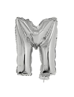 Folieballon 41cm Met Stokje Letter M Zilver