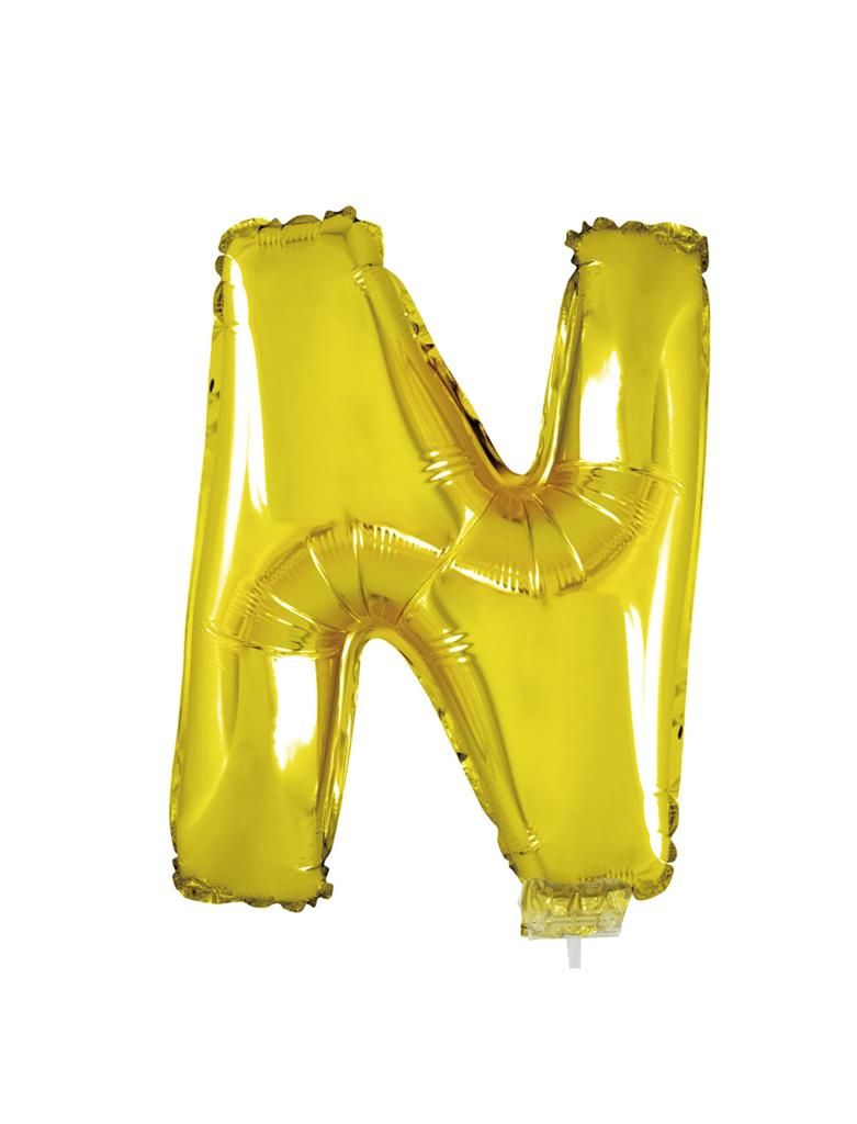 Folieballon 41cm Met Stokje Letter N Goud