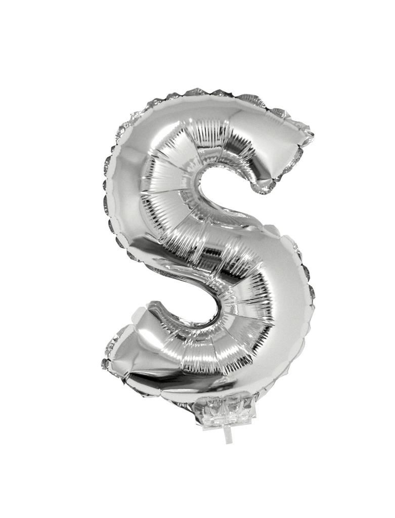 Folienballon 41cm Mit Stab Buchstabe S Silber