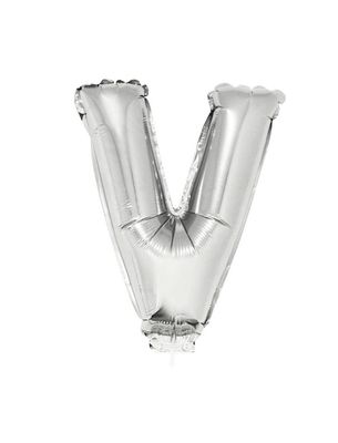 Folieballon 41cm Met Stokje Letter V Zilver