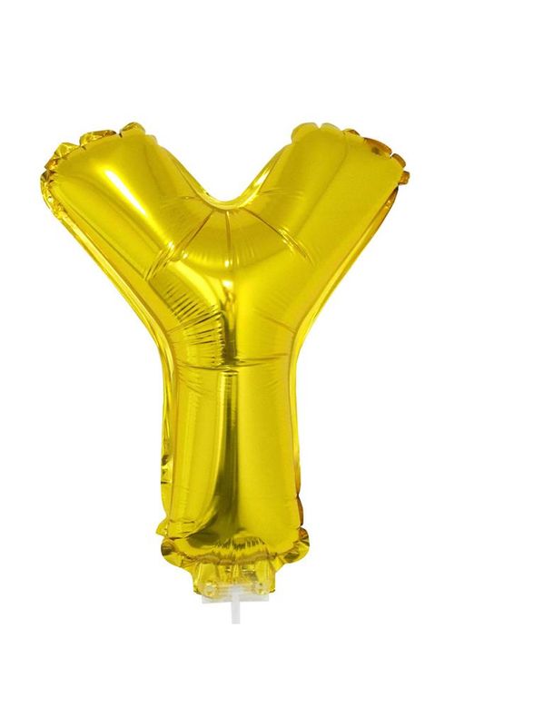 Folieballon 41cm Met Stokje Letter Y Goud