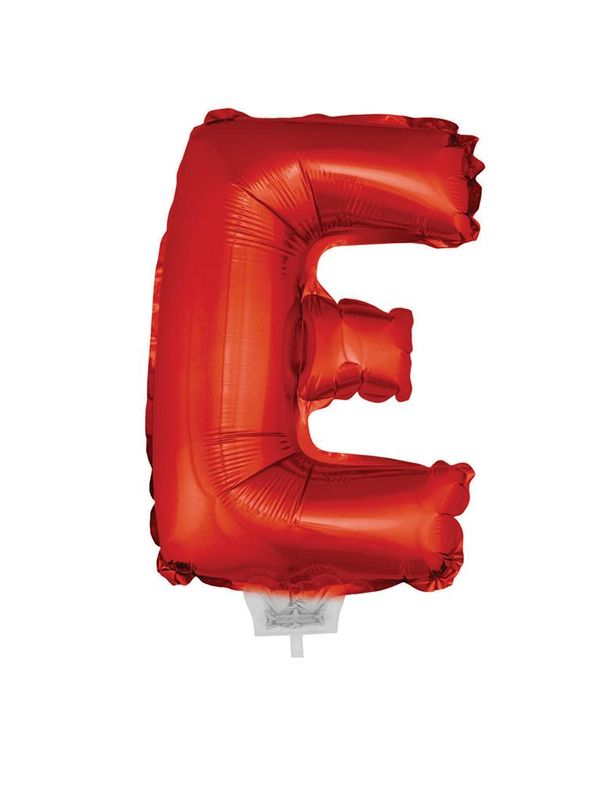 Folieballon 41cm Met Stokje Letter E Rood