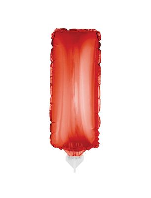 Folieballon 41cm Met Stokje Letter I Rood Folieballon 41cm Met Stokje Letter I Rood