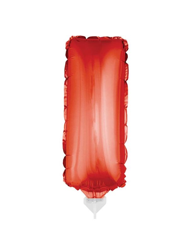 Folieballon 41cm Met Stokje Letter I Rood