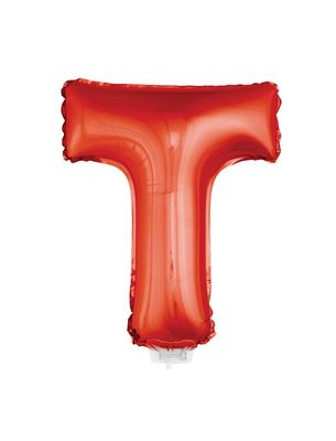 Folieballon 41cm Met Stokje Letter T Rood Folieballon 41cm Met Stokje Letter T Rood