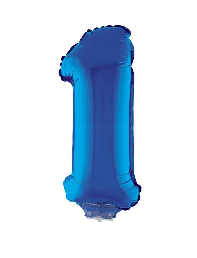 Folienballon 41cm Mit Stab Zahl 1 Blau Folienballon 41cm Mit Stab Zahl 1 Blau
