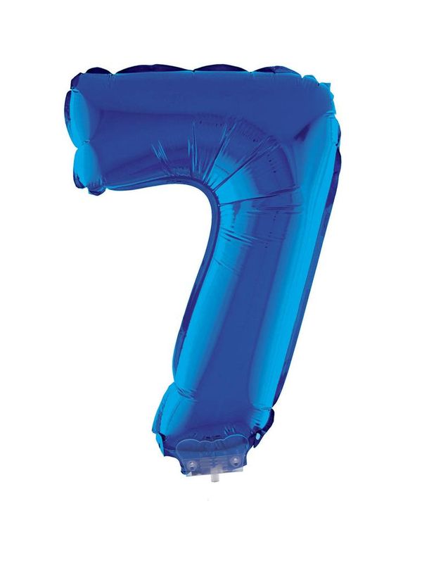 Folienballon 41cm Mit Stab Zahl 7 Blau