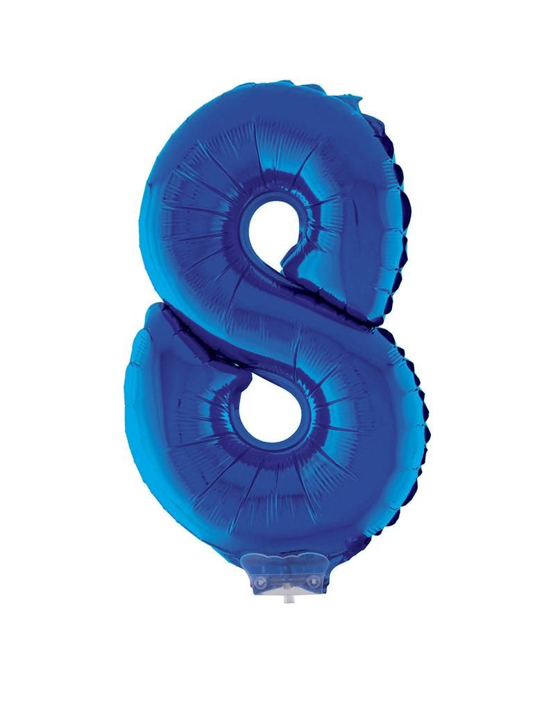 Folienballon 41cm Mit Stab Zahl 8 Blau Folienballon 41cm Mit Stab Zahl 8 Blau