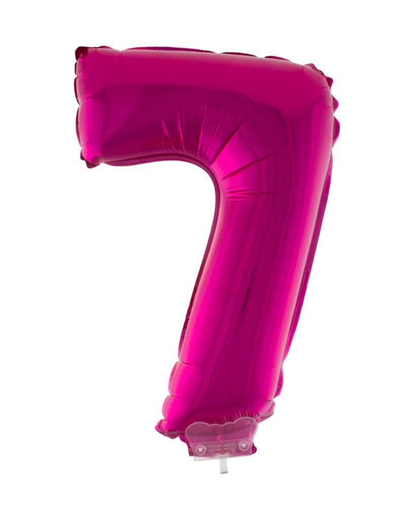 Folieballon 41cm Met Stokje Cijfer 7 Roze