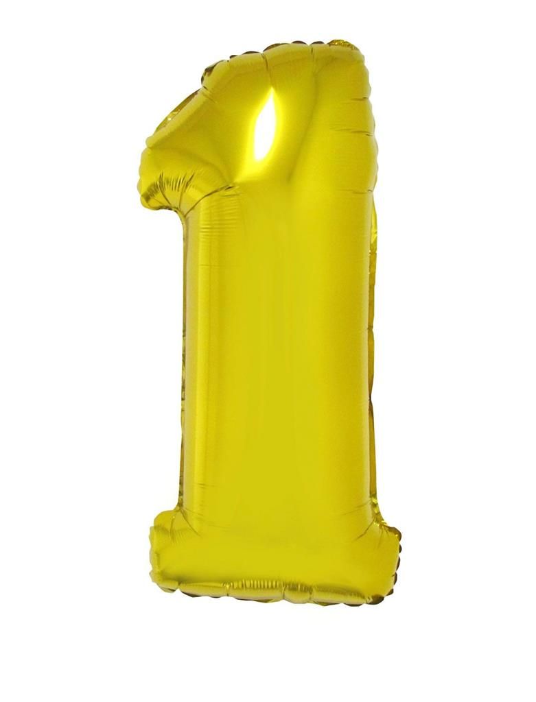 25 Folieballonnen 102cm Cijfer 1 Goud