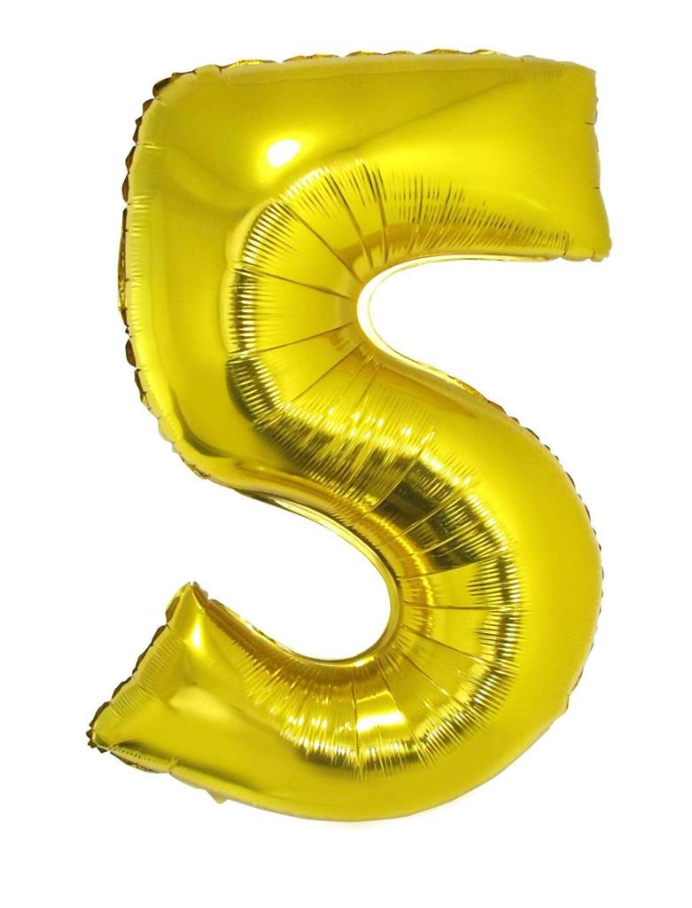 25 Folienballons 102cm Zahl 5 Gold