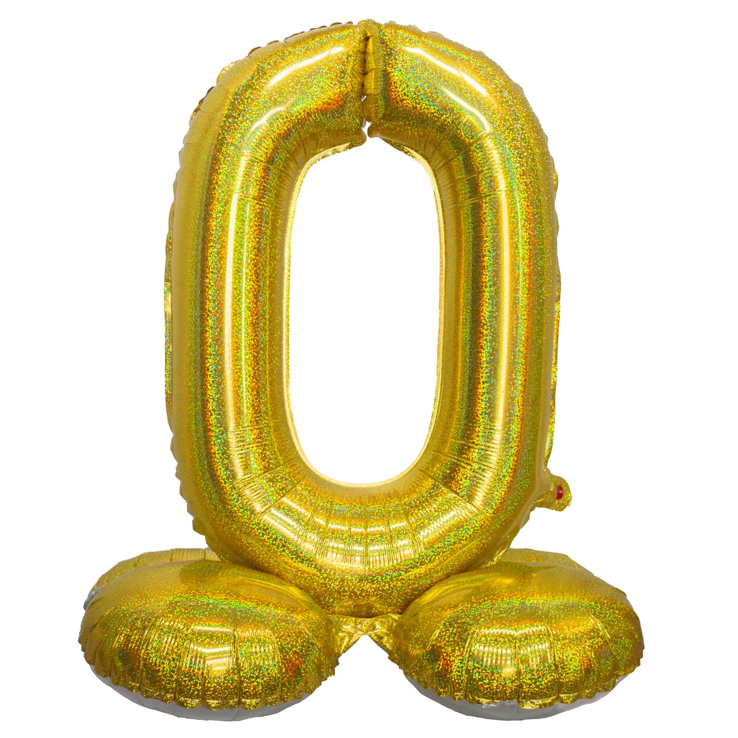 Folienballon 81cm Stehend 0 Holographisch Gold