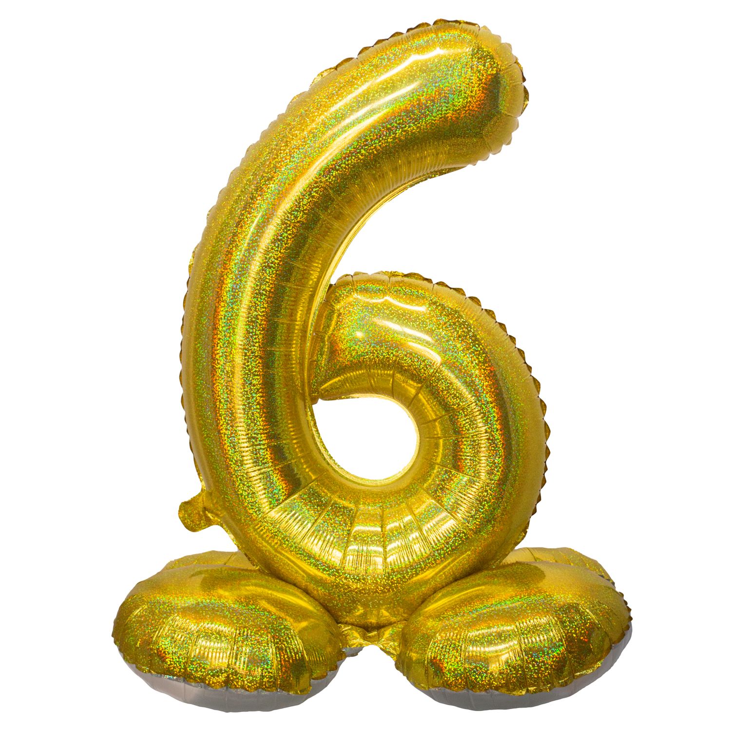 Folieballon 81cm Op Voet 6 Holografisch Goud
