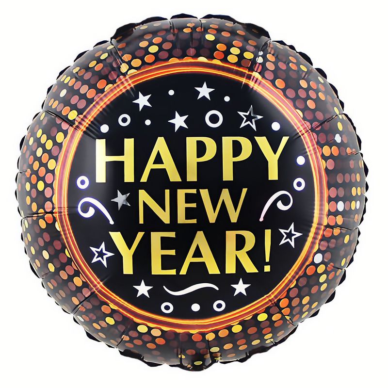 Folieballon 46cm Rond Happy New Year Folieballon 46cm Rond Happy New Year