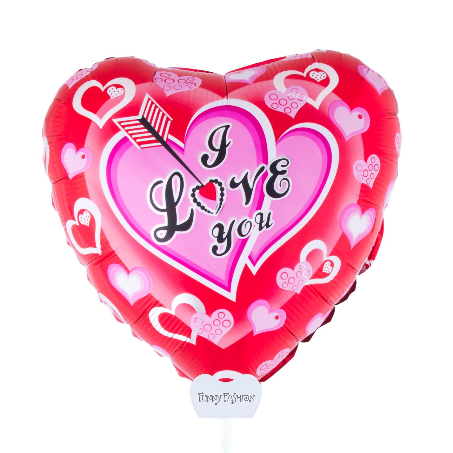 Folienballon 28cm Mit Stab Herz I Love You