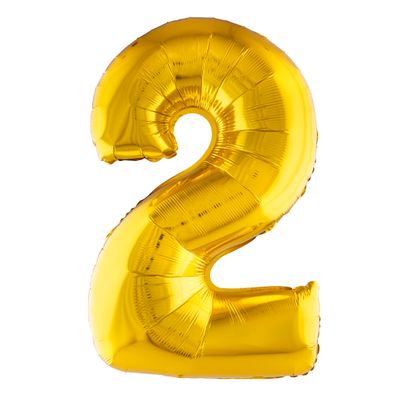Folienballon 81cm Zahl 2 Gold