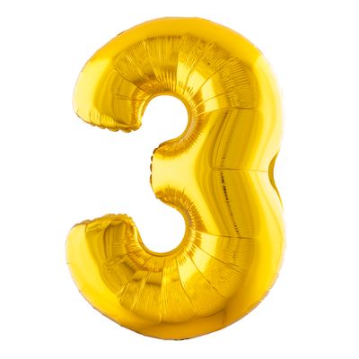 Folienballon 81cm Zahl 3 Gold