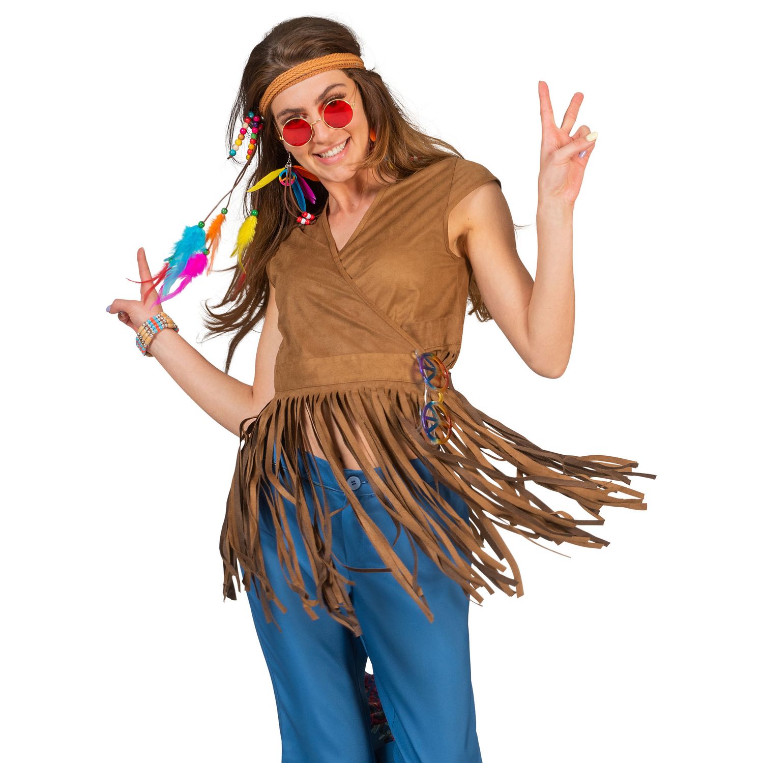 Hippie Shirt Braun Damen