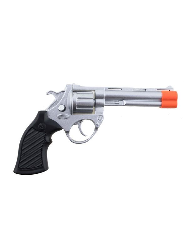 Pistole Cowboy 19cm silber 8 Schuss