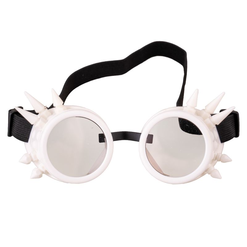 Steampunk-Brille mit Nieten Weiß