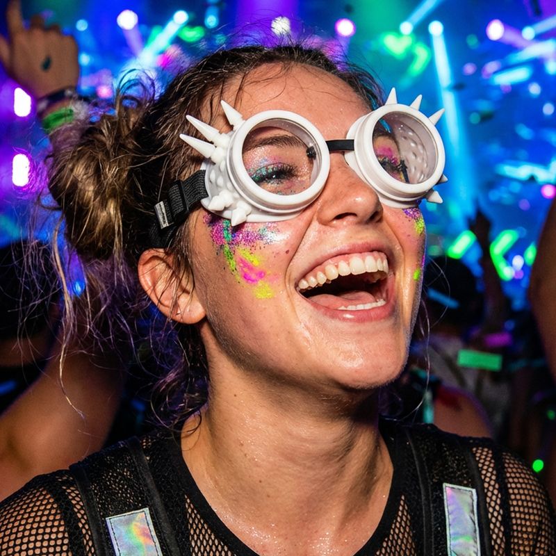 Steampunk-Brille mit Nieten Weiß