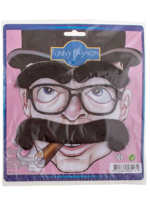 Brille mit Schnurrbart und Augenbrauen