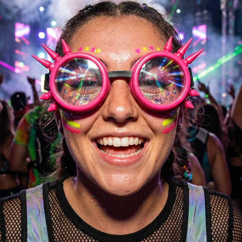 Steampunk-Brille mit Nieten Rosa