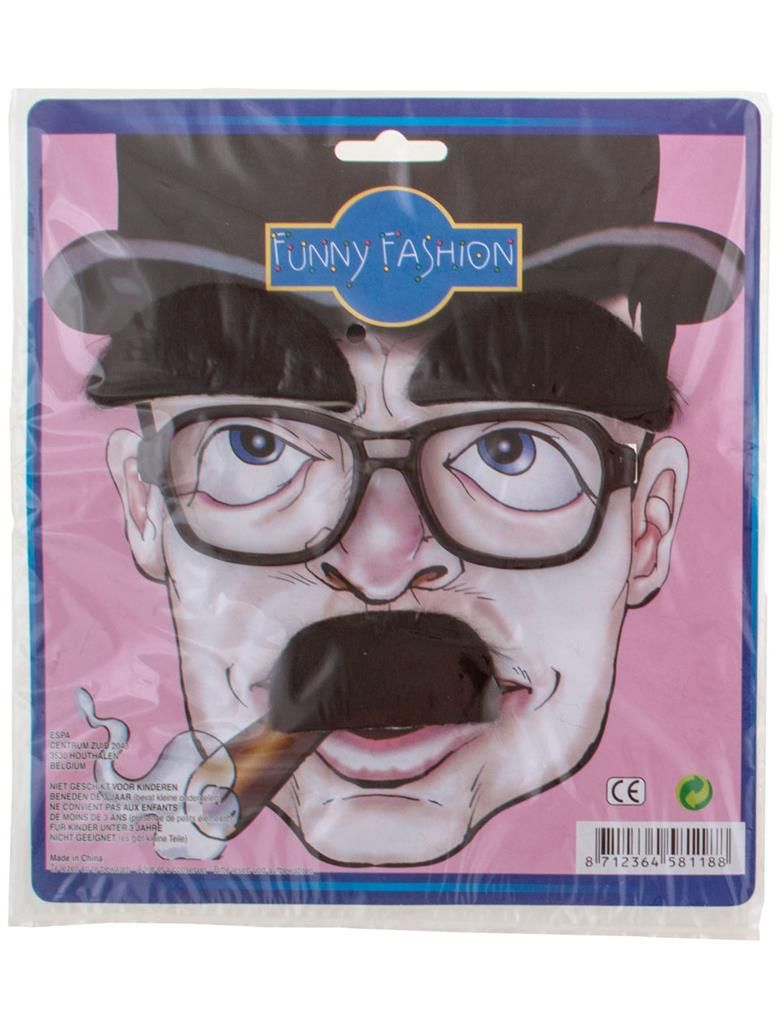 Brille mit Schnurrbart und Augenbrauen