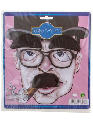 Bril met snor en wenkbrauwen