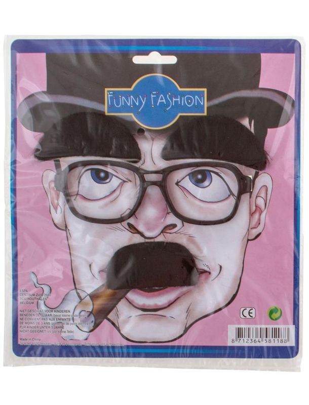 Brille mit Schnurrbart und Augenbrauen