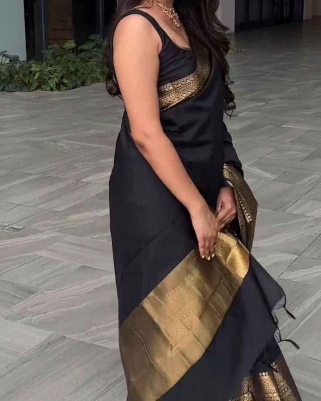 Black with Golden Silk Saree