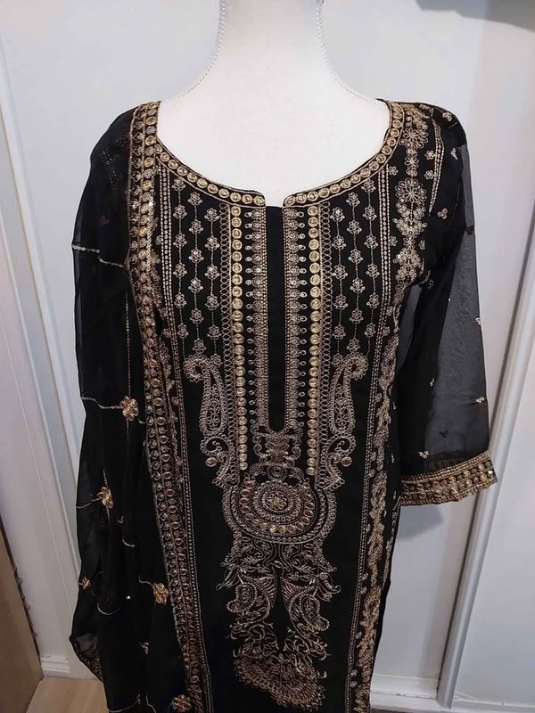 Black Heavy Embroidery Suit
