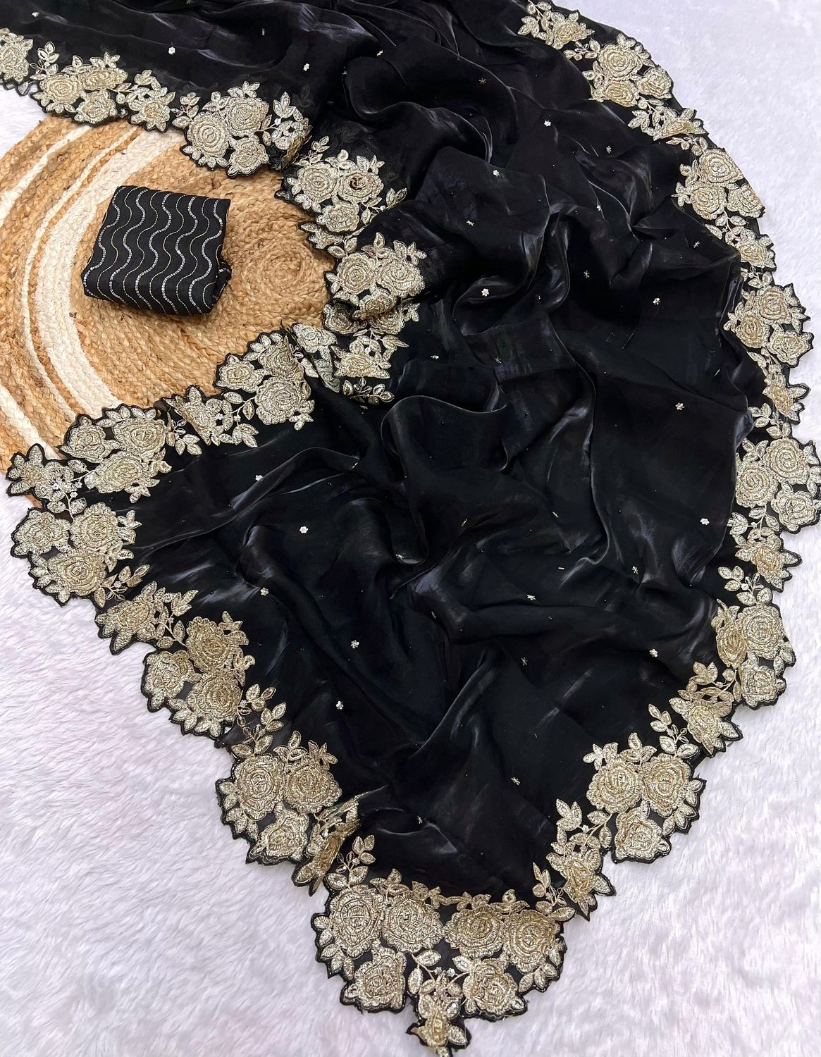 Black Jimicho With Intricate floral embroidery