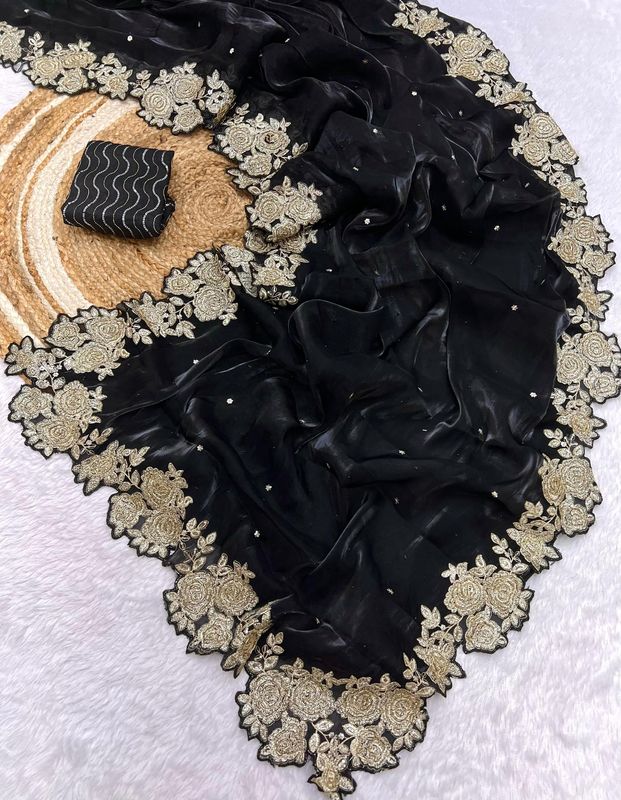 Black Jimicho With Intricate floral embroidery