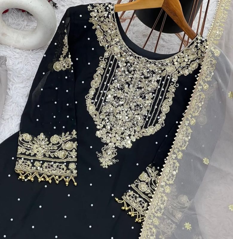Party wear Sharara Gharara suit - Black