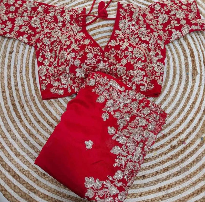 Heavy designer Red Silk Saree