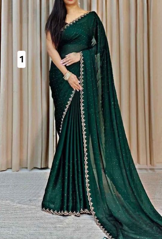 Chinon creape silk saree
