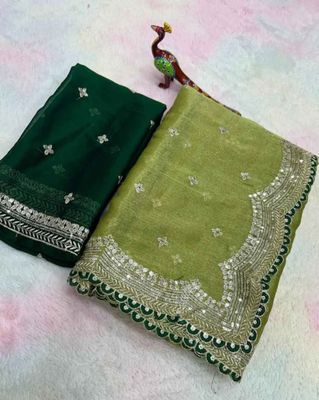 Cut work saree with blouse piece