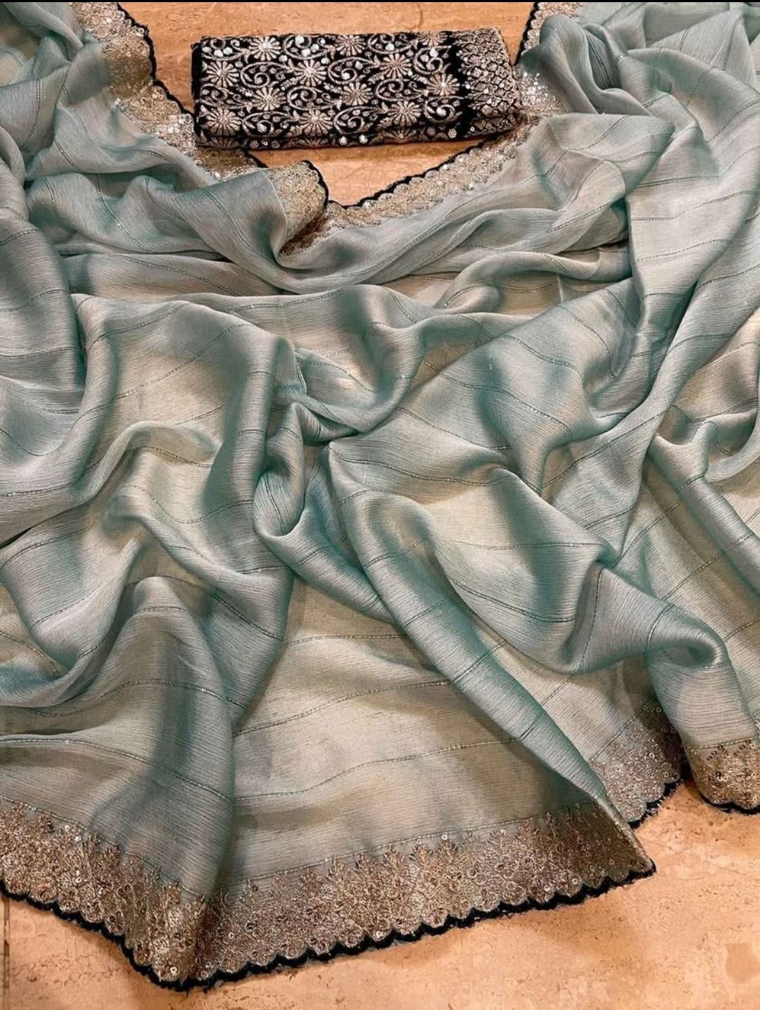 Chiffon saree with beautiful blouse piece