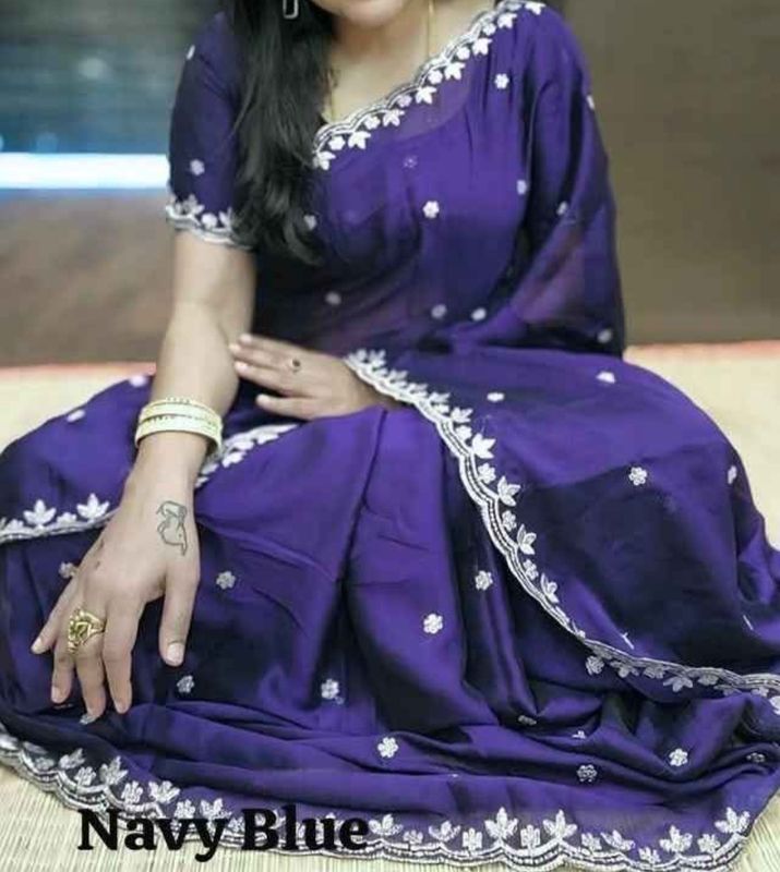Embroidery cutwork saree