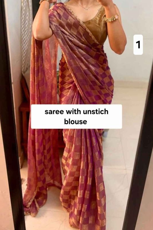 Chinon chiffon silk saree with beautiful lace
