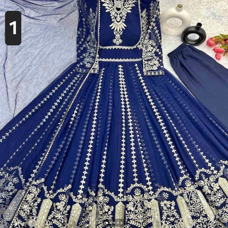 Anarkali with pents and dupatta set