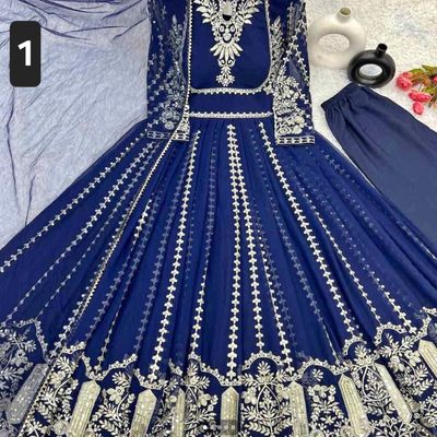 Anarkali with pents and dupatta set