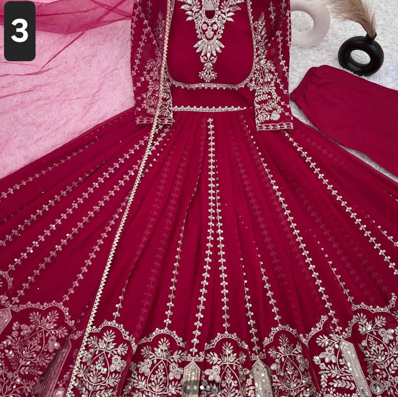 Anarkali with pents and dupatta set